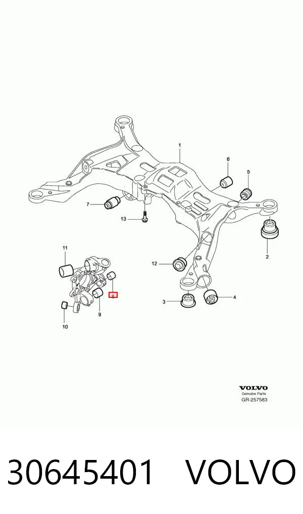 Buje de mangueta trasera 30645401 VOLVO