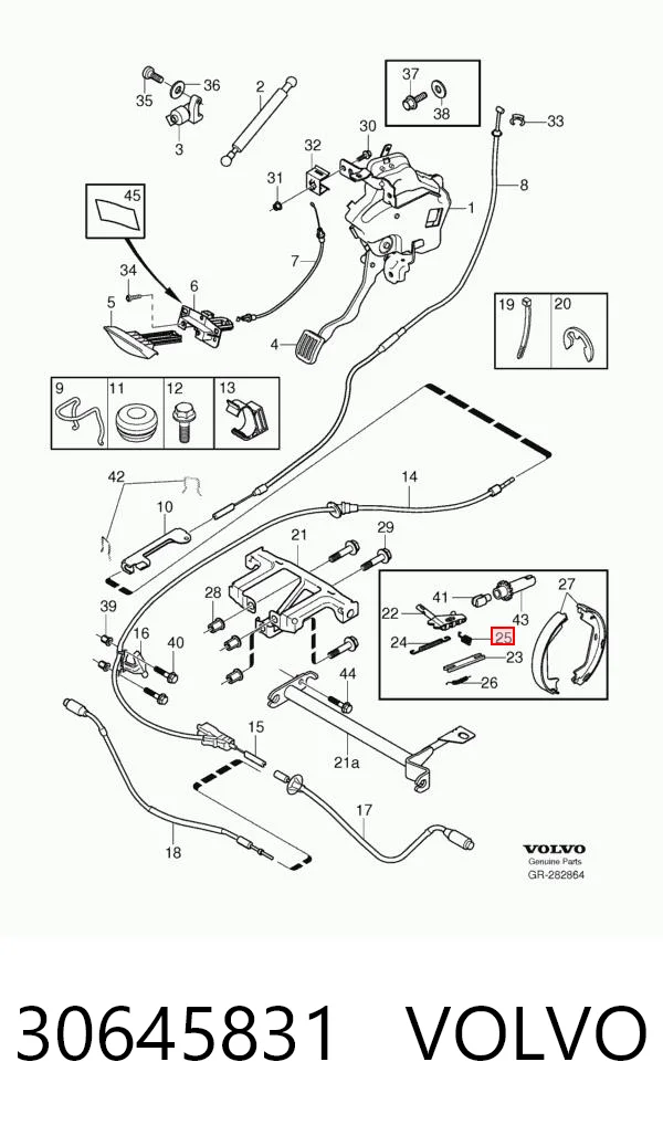 30645831 Volvo Kit de montaje de zapatas de freno traseras
