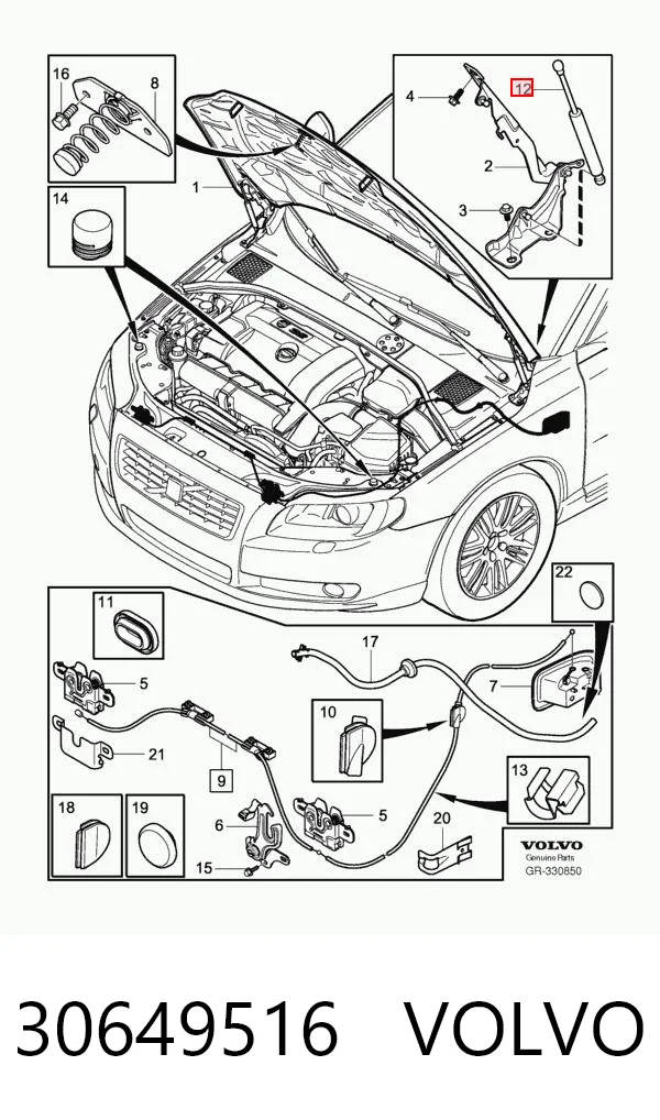30649516 Volvo Muelle de capó 
