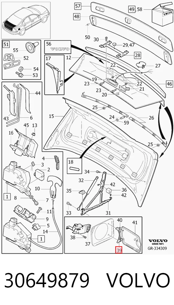 30649879 Volvo Bisagra de tapa del depósito de combustible