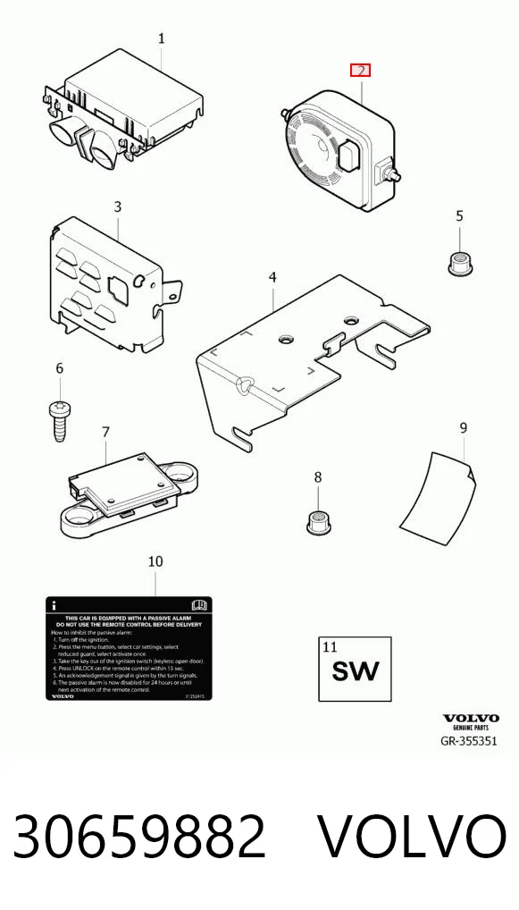 30659882 Volvo Sirena de alarma antirrobo