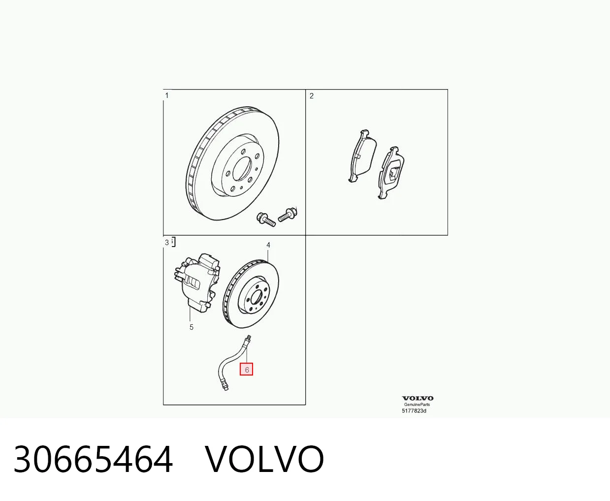 30665464 Volvo Tubo de frenos delantero