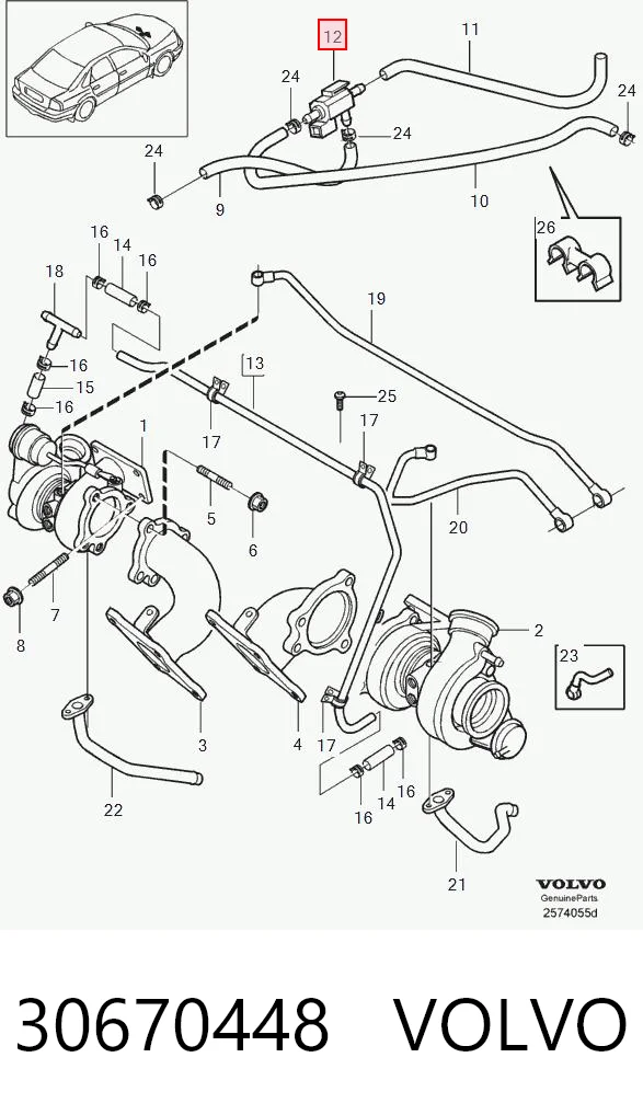 30670448 Volvo Válvula solenoide de control de presión de sobrealimentación