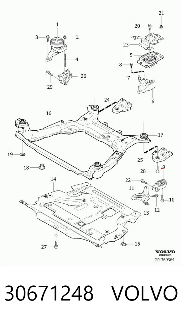 Soporte de motor trasero para Volvo S80 AS, AR