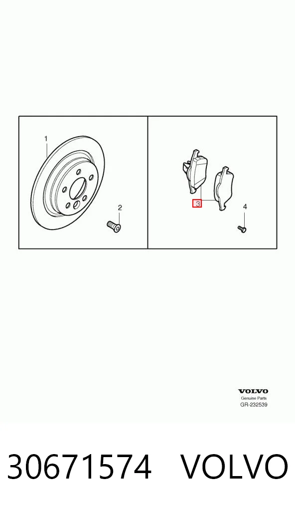 30671574 Volvo Pastillas freno traseras