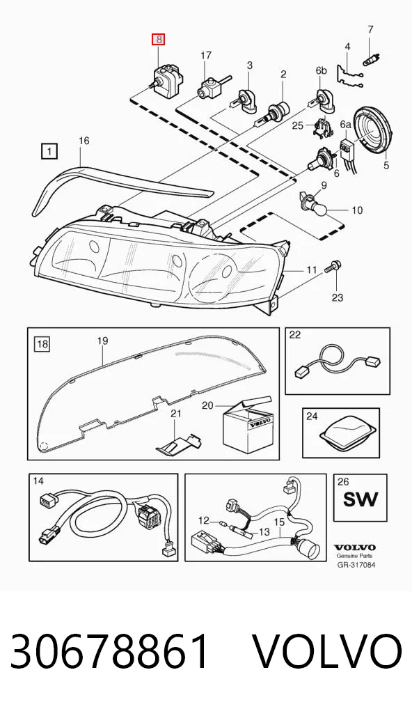 Elemento de regulación del alcance de faros Volvo XC70  familiar comprar en España