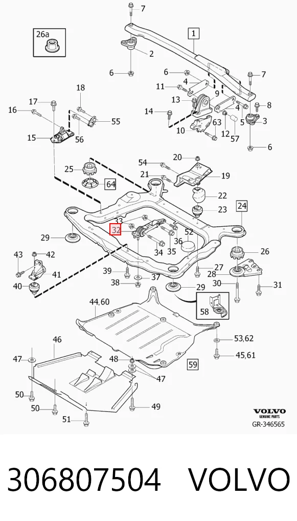 306807504 Volvo Soporte inferior del motor