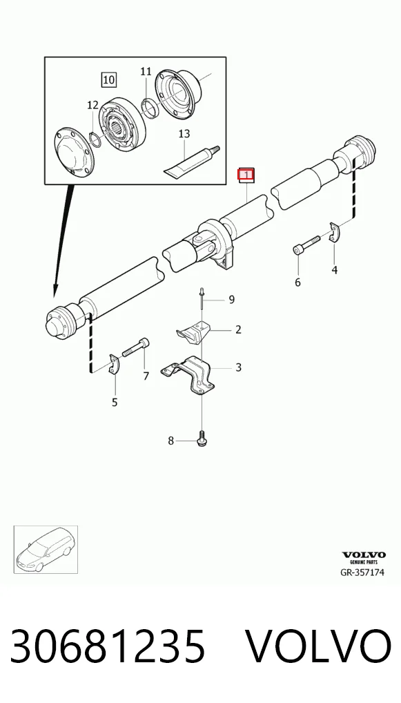 Árbol de transmisión trasero completo 30681235 VOLVO