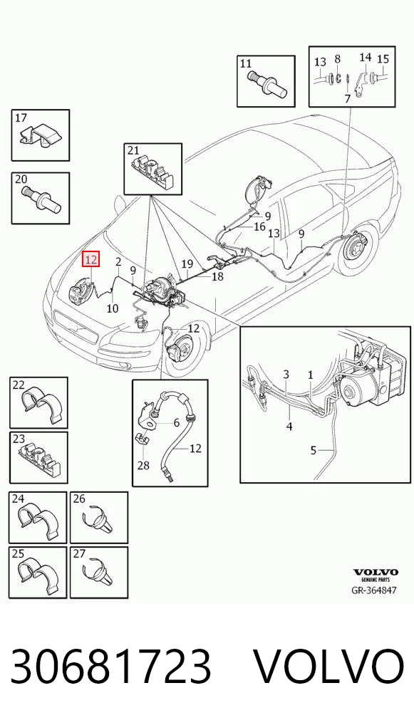 30681723 Volvo Tubo de frenos delantero