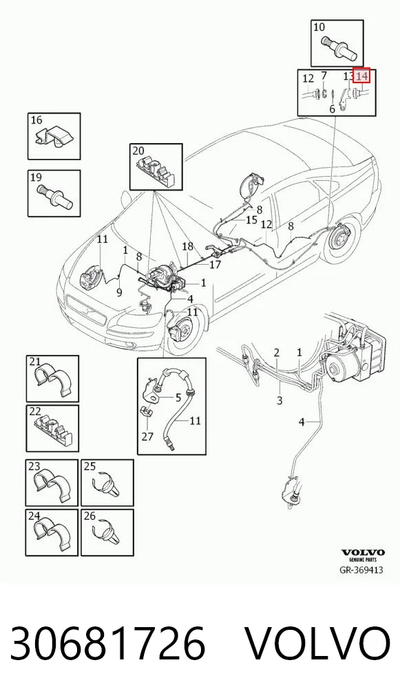30681726 Volvo Manguera de freno trasera