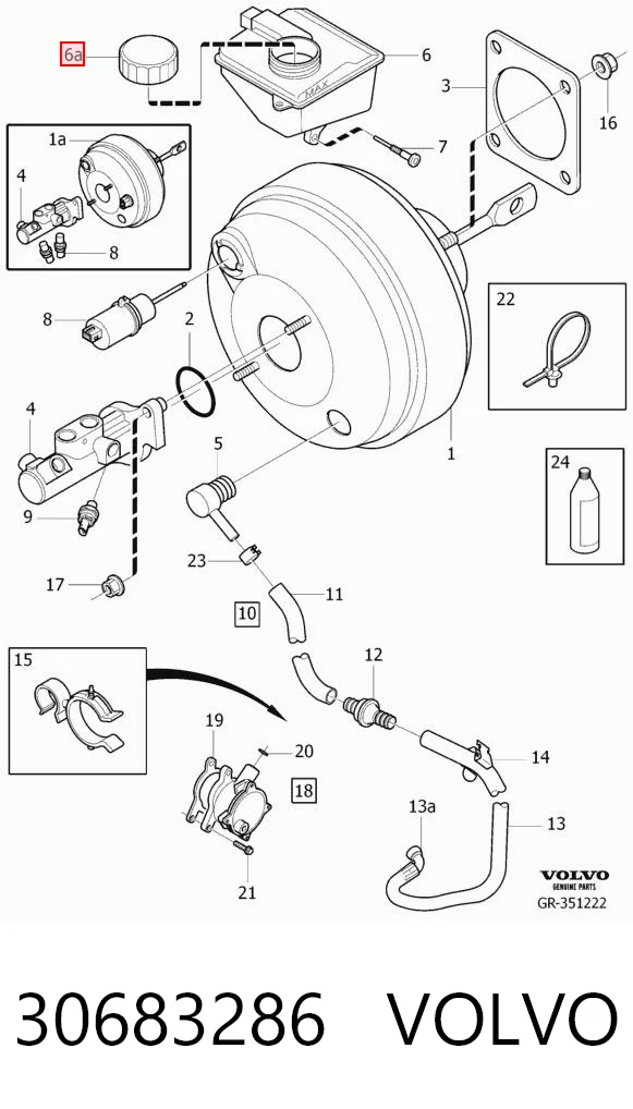 Tapa del depósito del cilindro maestro de freno 30683286 VOLVO