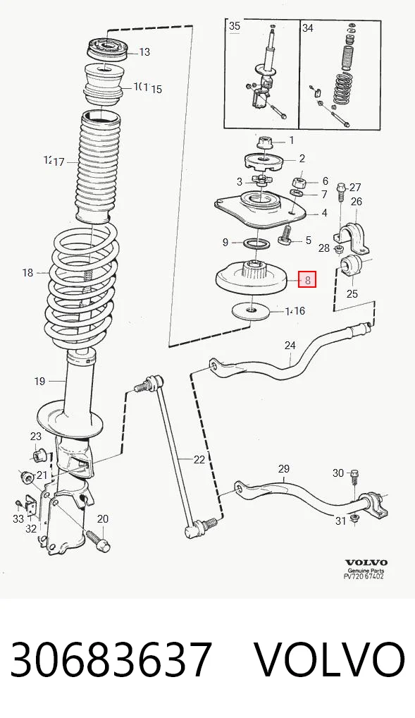 30683637 Volvo Soporte del amortiguador delantero