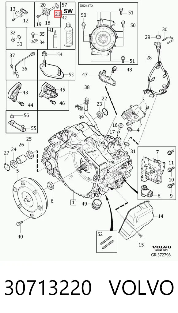 30713220 Volvo Junta del tapón del cárter de la transmisión automática