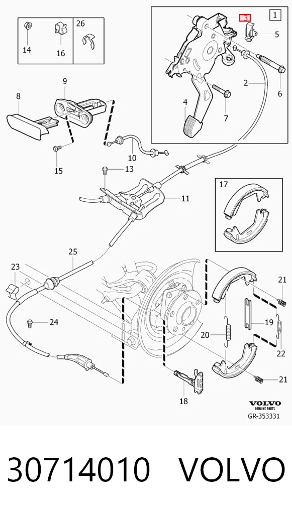 Pedal de freno 30714010 VOLVO