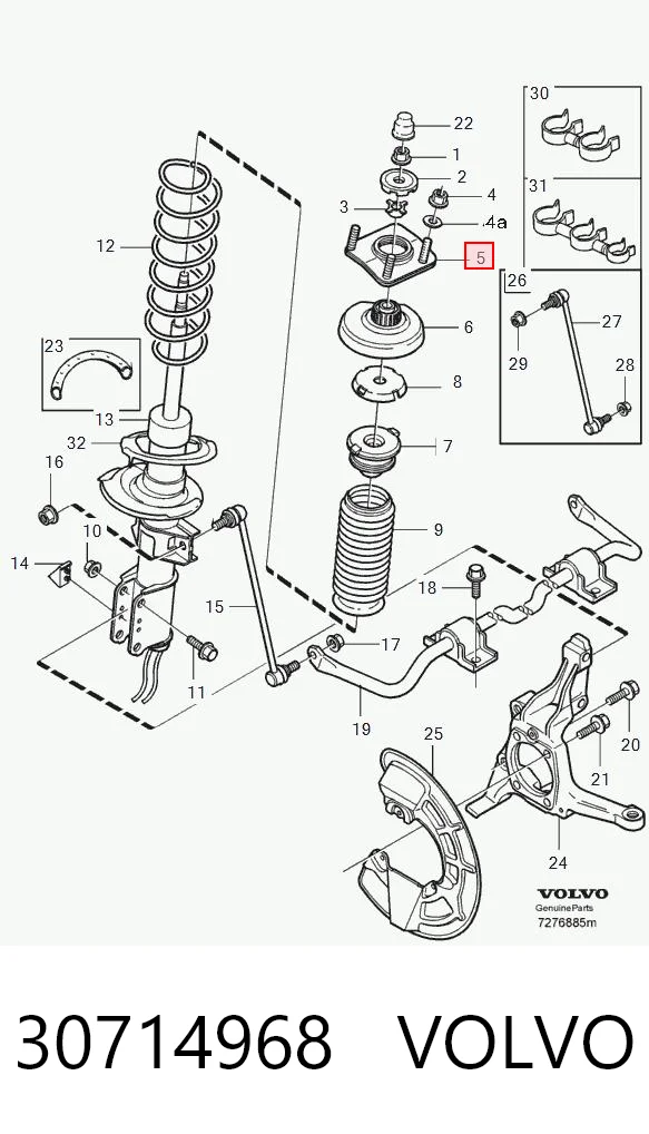 30714968 Volvo Soporte del amortiguador delantero