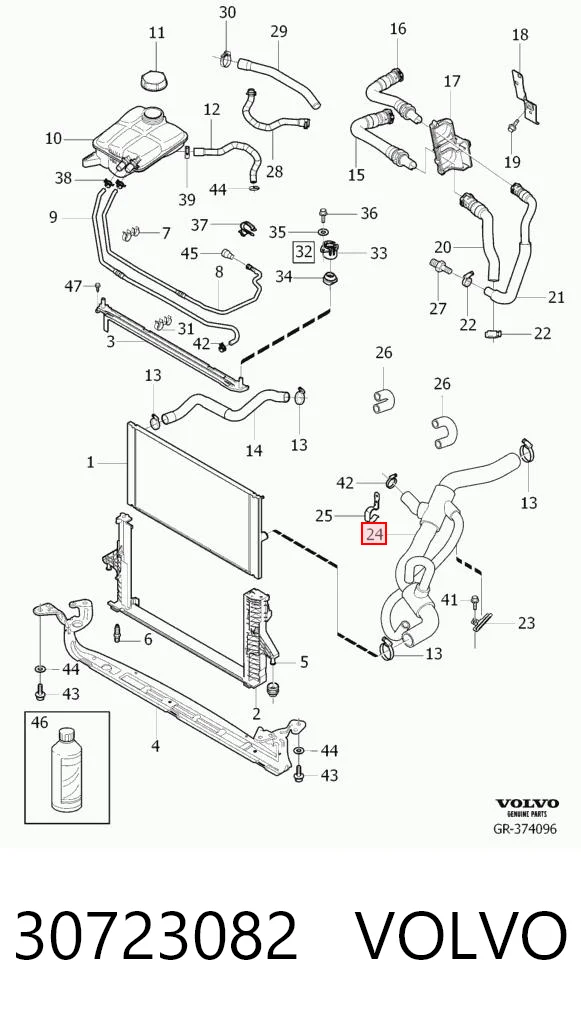 30723082 Volvo Manguera superior del radiador