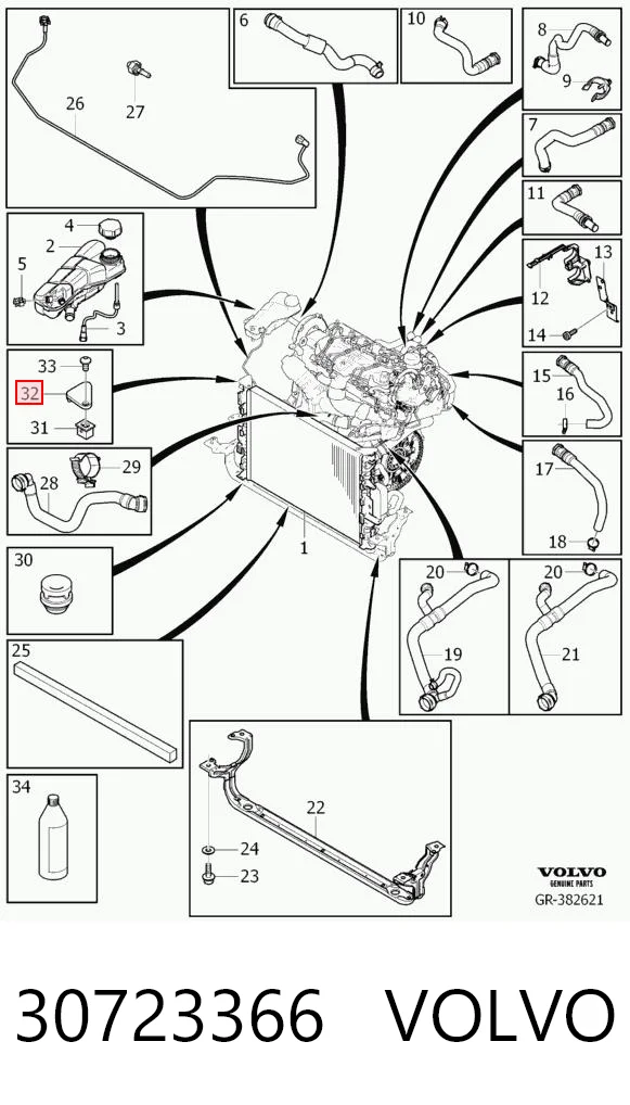 30723366 Volvo Soporte superior izquierdo del radiador
