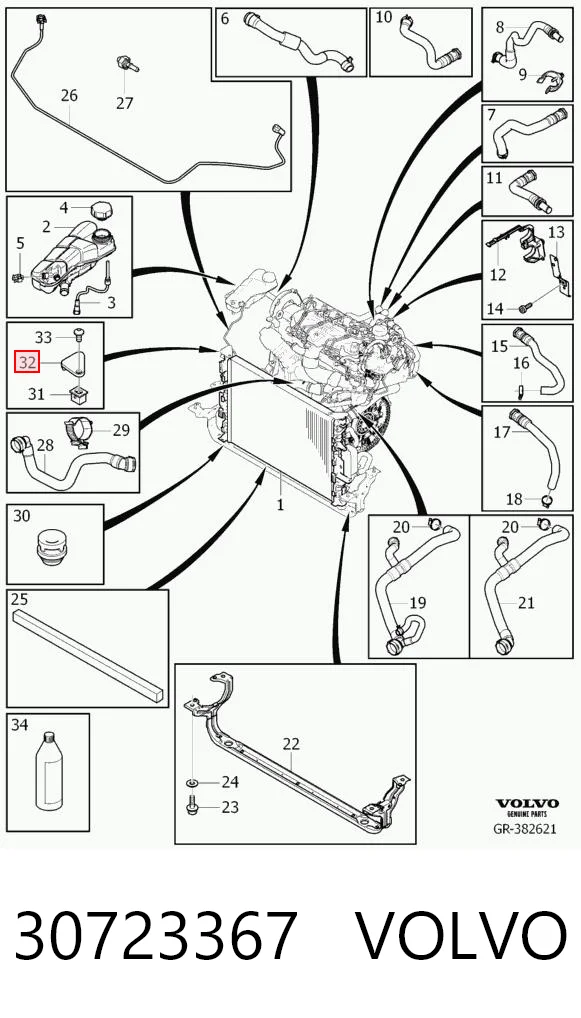 30723367 Volvo Soporte superior derecho del radiador