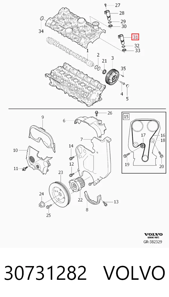 30731282 Volvo Válvula control, ajuste de levas