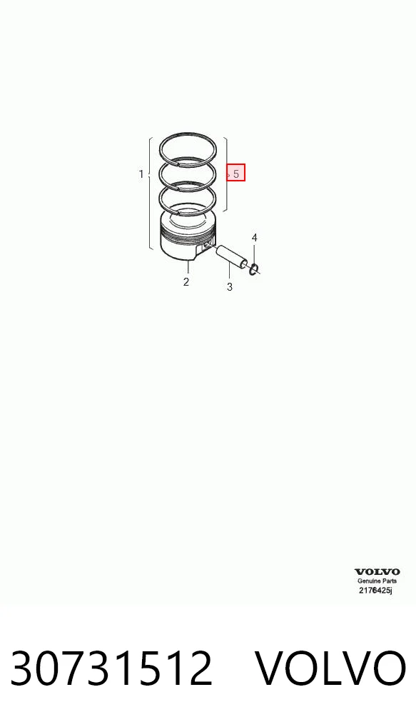 30731512 Volvo Juego de anillos de pistón para 1 cilindro, STD