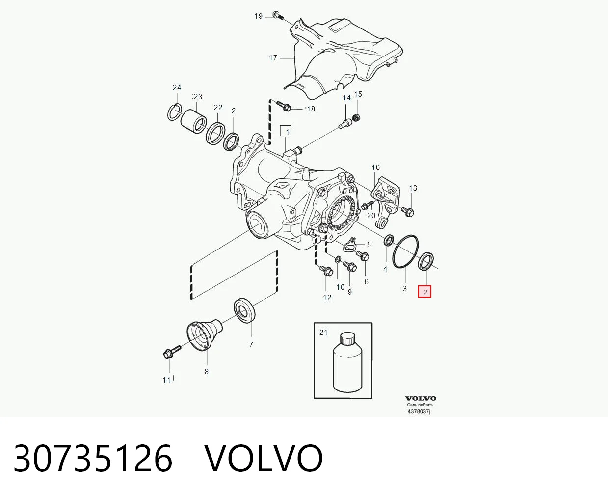 30735126 Volvo Retén del diferencial del eje delantero