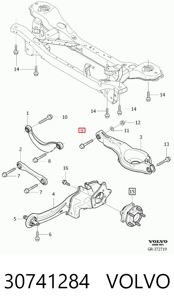 30741284 Volvo Perno de fijación interior del brazo oscilante inferior trasero
