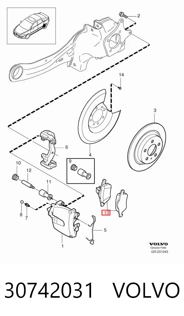 30742031 Volvo Pastillas freno traseras