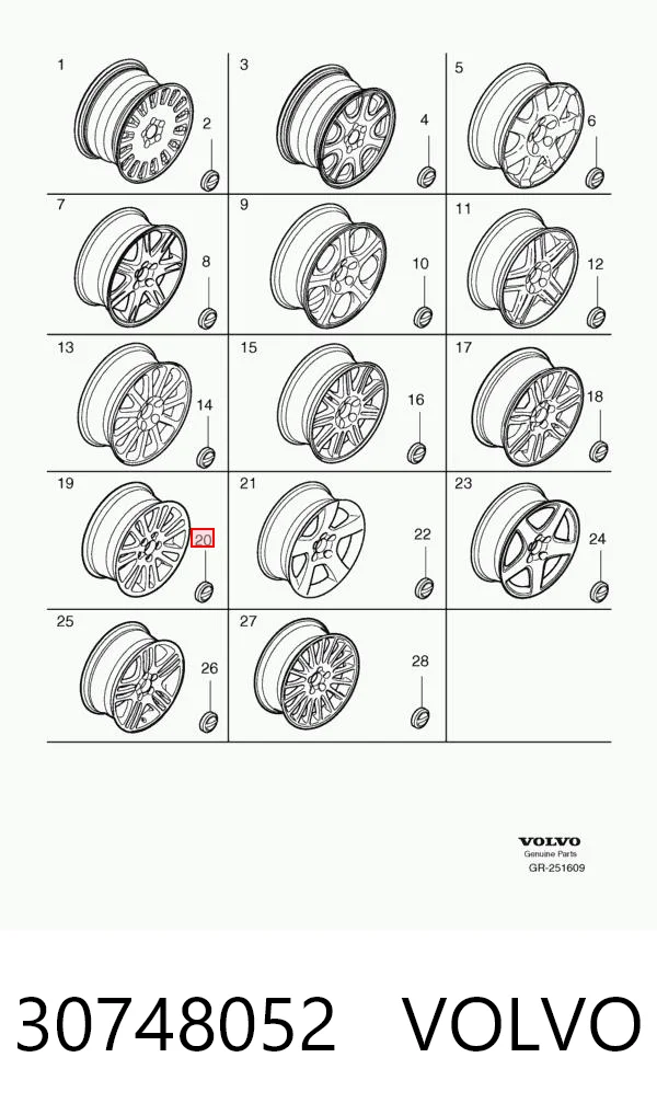 30748052 Volvo Cubierta de la Llanta