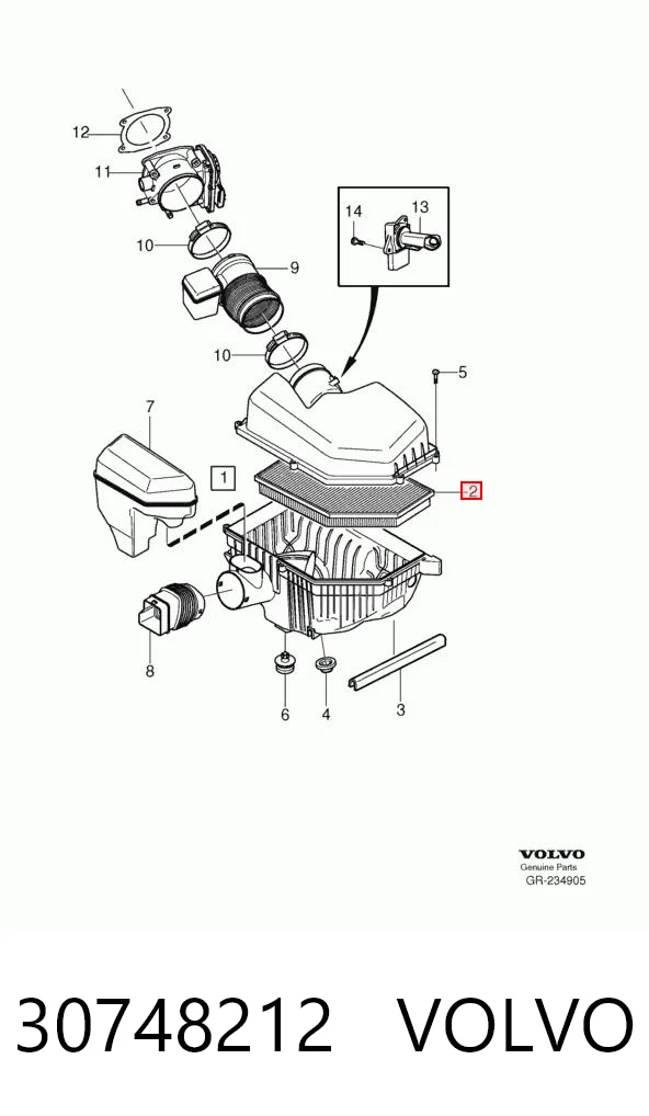 30748212 Volvo Filtro de aire de motor