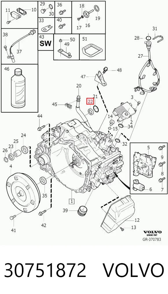 30751872 Volvo Retén del eje secundario de la transmisión