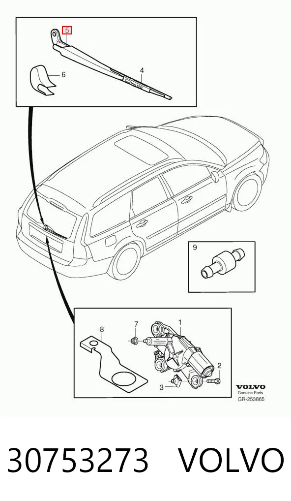 30753273 Volvo Brazo del limpiaparabrisas, luna trasera