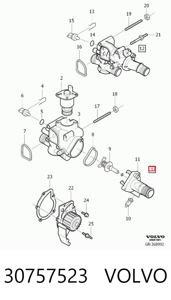 30757523 Volvo Caja del termostato