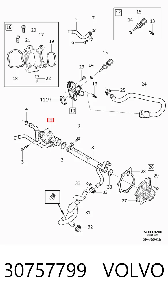 30757799 Volvo Termostato de agua