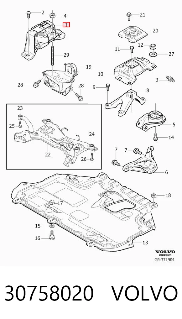 30758020 Volvo Soporte de motor derecho