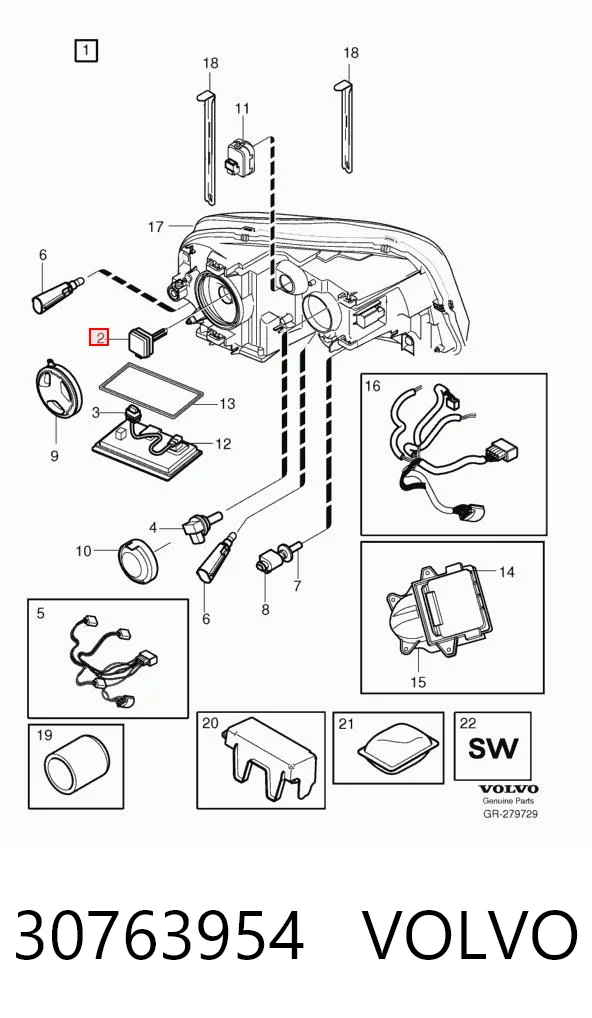 30763954 Volvo Bombilla de xenón