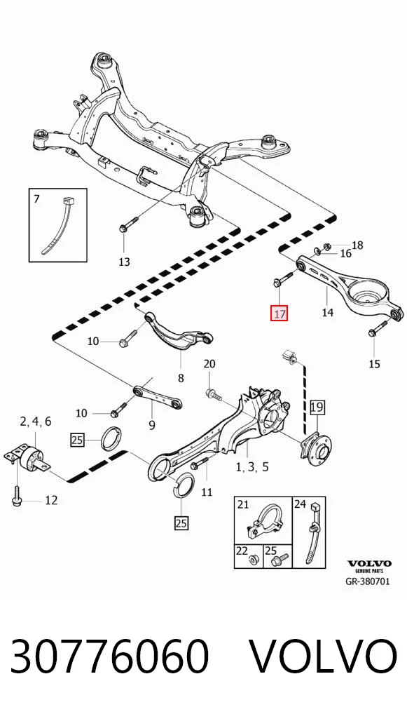 30776060 Volvo Arandela interior del perno de fijación del brazo inferior trasero