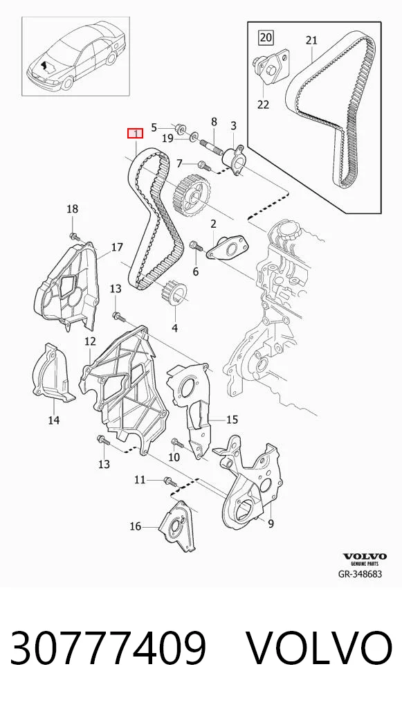 Correa dentada para Volvo S40 I VS