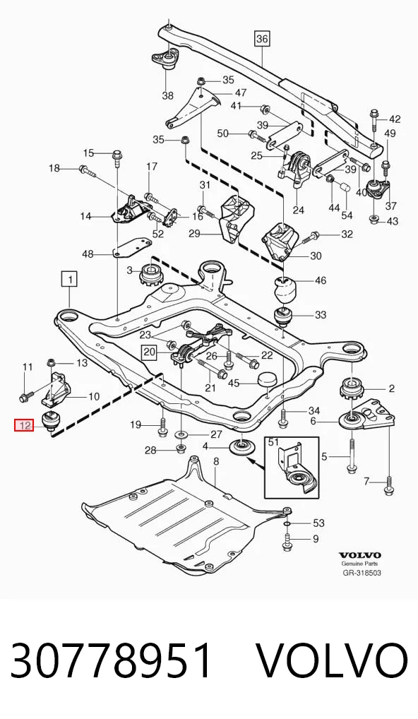 30778951 Volvo Soporte delantero derecho del motor