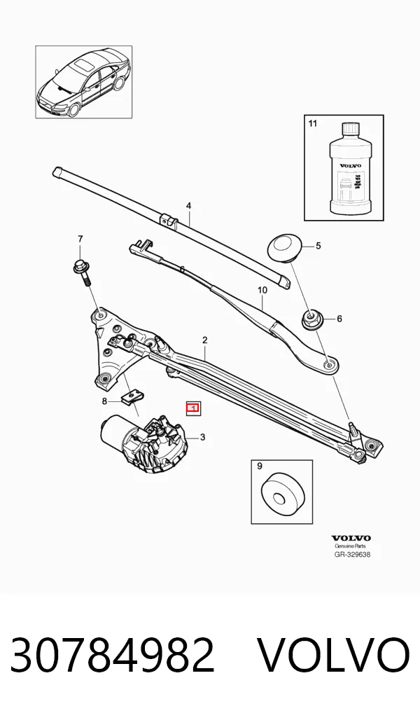 Trapezio del limpiaparabrisas Volvo S40 II