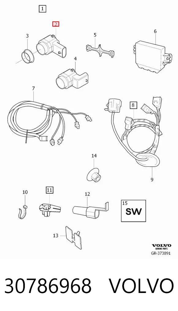 30786968 Volvo Sensor de estacionamiento delantero
