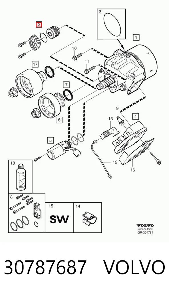 30787687 Volvo Filtro del diferencial trasero (embrague Haldex)