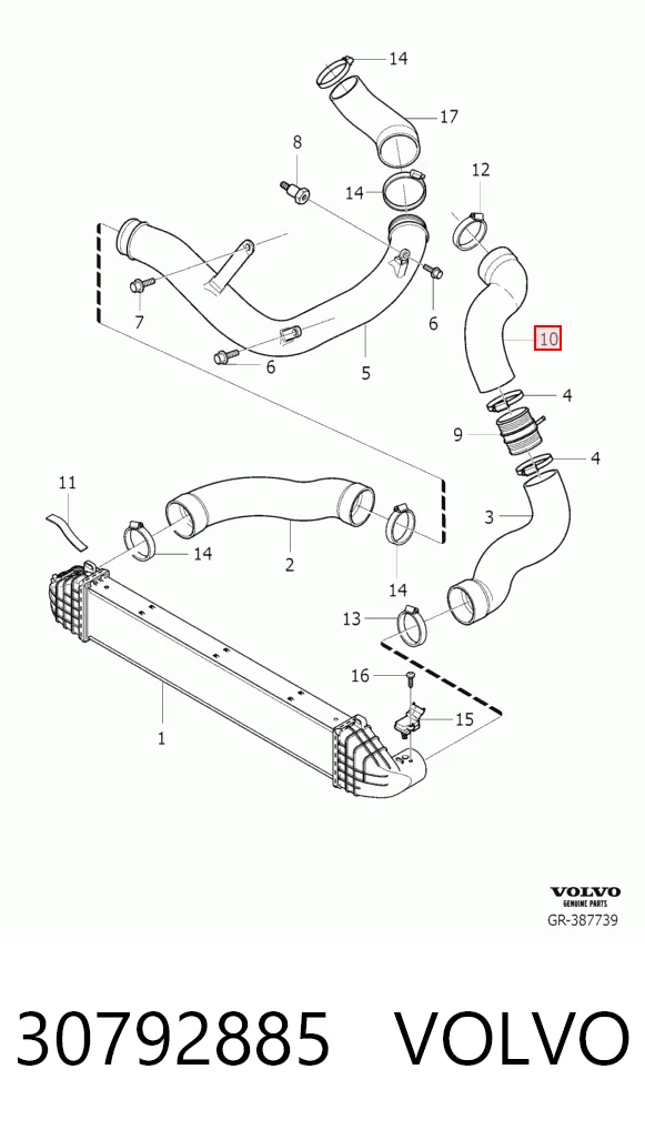 30792885 Volvo Manguera del intercooler