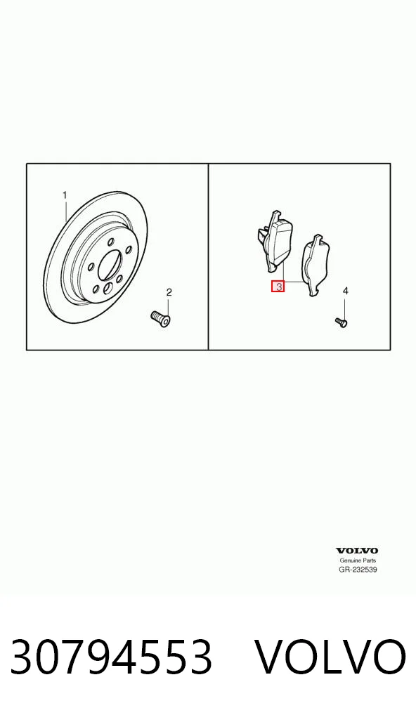 30794553 Volvo Pastillas freno traseras