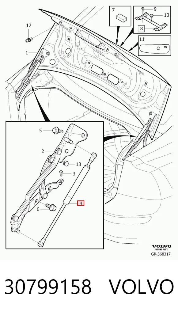 30799158 Volvo Amortiguador de porton