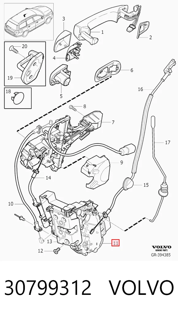 30799312 Volvo Cerradura de puerta