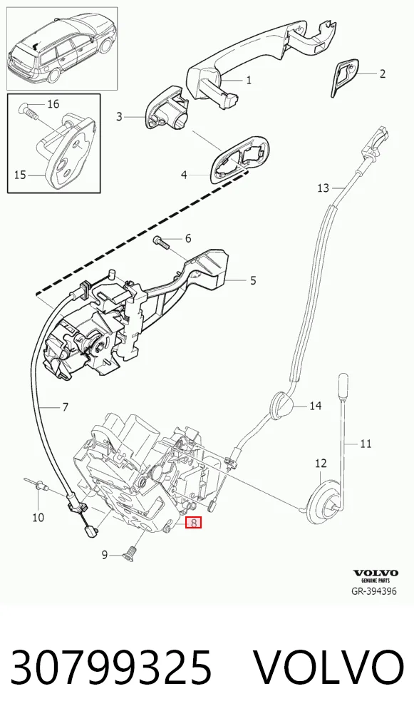 30799325 Volvo Cerradura de puerta trasera izquierda