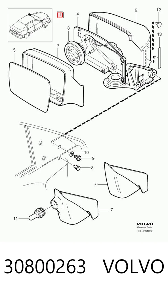 Espejo retrovisor izquierdo Volvo S40 I (1995-2003)
