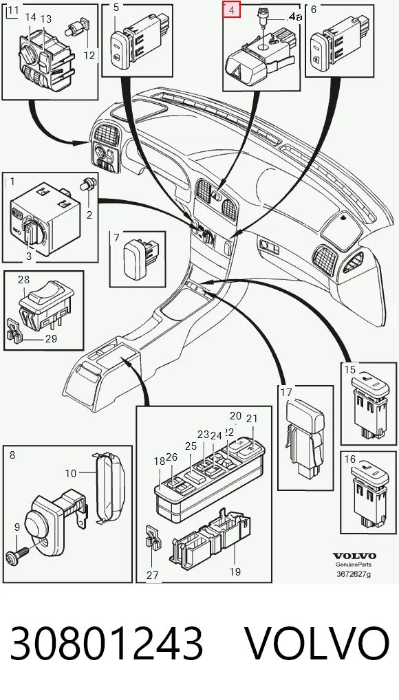 Boton de luz de emergencía para Volvo V40  VW
