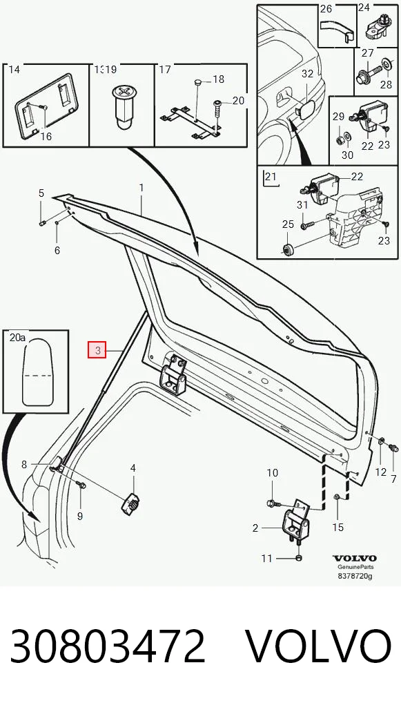 30803472 Volvo Amortiguador de porton
