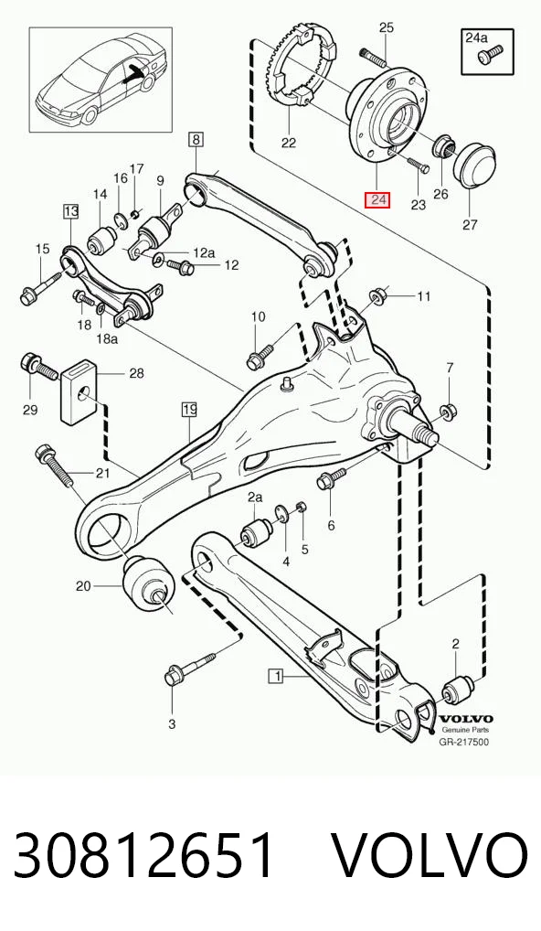 Cubo de rueda trasero para Volvo V40 VW